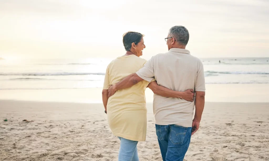 Couple enjoying retirement after financial planning. 